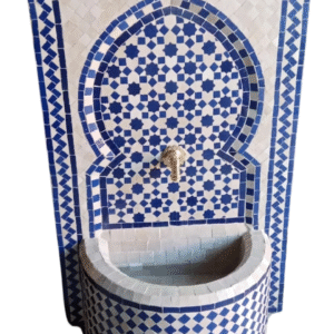 Fontaine murale en mosaïque bleue, 105 × 60 cm, robinet en laiton �.