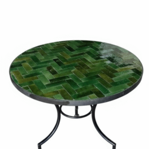 Table verte en Zellige en motif de chevron