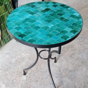 Table ronde en zellige marocain vert émeraude 60 cm