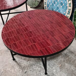 Table ronde artisanale en zellige – diamètre 80 cm