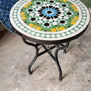 Table ronde en zellige marocain – Pièce artisanale authentique